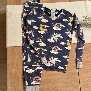 Mini Boden Navy Pajama Set with Rainbow and Cloud Print